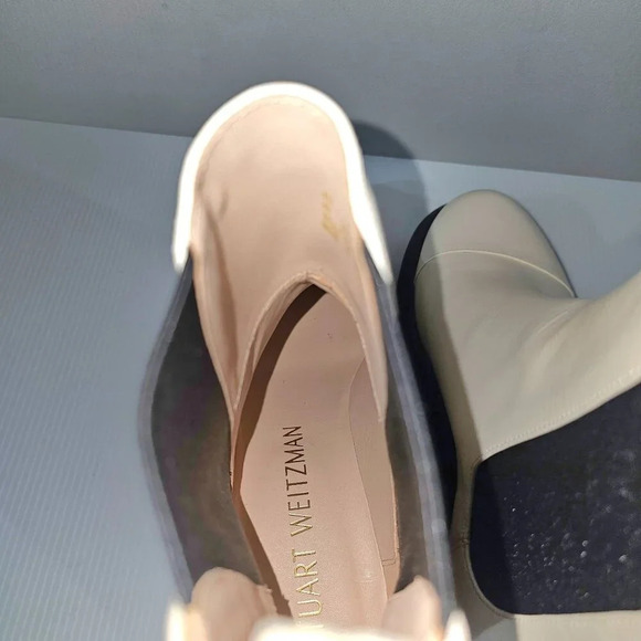 NEW Stuart Weitzman Norah Ankle Boot Women 9.5 WIDE Oat Leather Chelsea Lug Sole - Picture 11 of 15